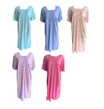 Damen Nachthemd Kurzarm Blau, Grün, Apricot, Lila, Pink Gr. M, L, XL, 2XL