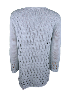 Capuccino Damen Pullover 3/4 Arm Blau Lochmuster Gr. 38