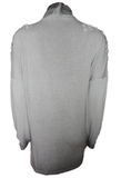 Capuccino Damen Cardigan Langarm Grau Spitze Perlen Gr. 38