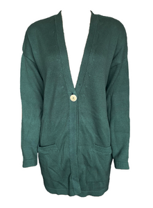 Damen Strickjacke Lang Grün Baumwolle Gr. 36/38 40/42