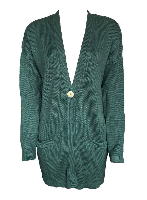 Damen Strickjacke Lang Grün Baumwolle Gr. 36/38 40/42