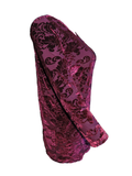 Damen Shirt Ausbrenner-Optik Weinrot 7/8 Arm Gr. 38 40 42 44 46 48 50 52
