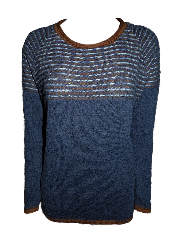 Capuccino Damen Pullover Langarm Blau Streifen Gr. 38