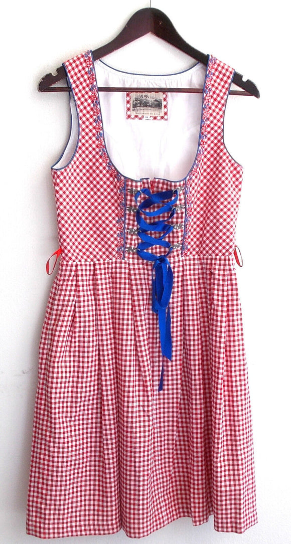 Damen Trachten Dirndl ärmellos rot weiß kariert Gr. 40 v. Alpin de Luxe