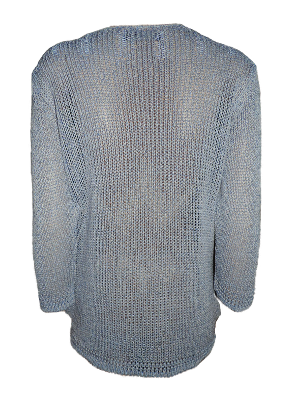 Capuccino Damen Pullover 3/4 Arm Blau Lochmuster