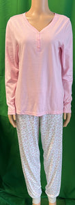 Damen Pyjama Langarm Rosa Gr. S
