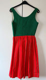 Damen Trachten Dirndl ärmellos Grün/Rot Gr. 38 v. Isola