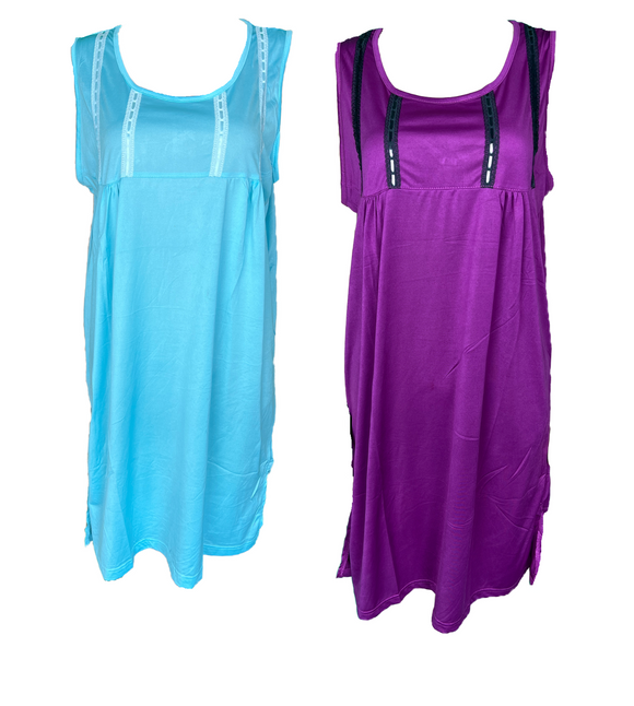 Damen Nachthemd Türkis und Lila Gr. M, L, XL, 2XL