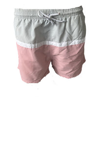 Herren Badeshort Gestreift Schwarz Grün Hellrosa Gr. M