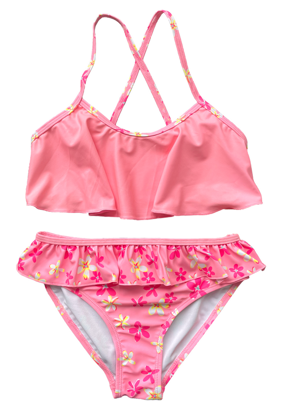 Kinder Mädchen Bikini Rosa Blumen Gr. 128