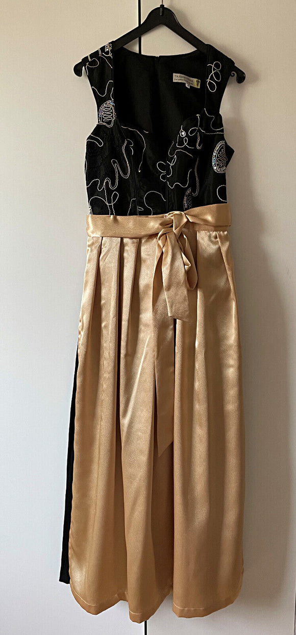 Damen Trachten Dirndl ärmellos Schwarz/Gold Gr. 36 v. Tramontana