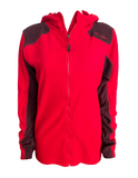 Maui Damen Fleecejacke Kapuze Rot Grau Gr. 38 40 42 44