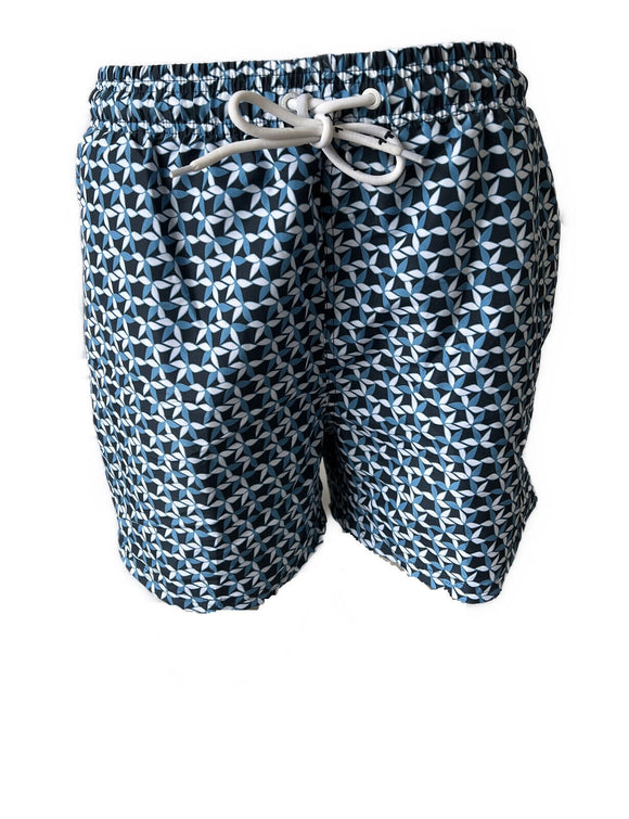 Herren Badeshort Gemustert Blau Gr. M
