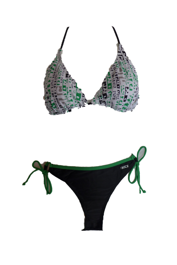 Damen Triangel Bikini schwarz/weiß/grün gemustert Gr. 38 40 42 NEU