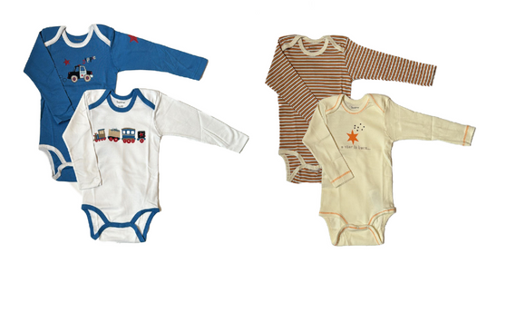 Baby Body Langarm 2er-Pack Weiß/Blau, Beige Gr. 74/80