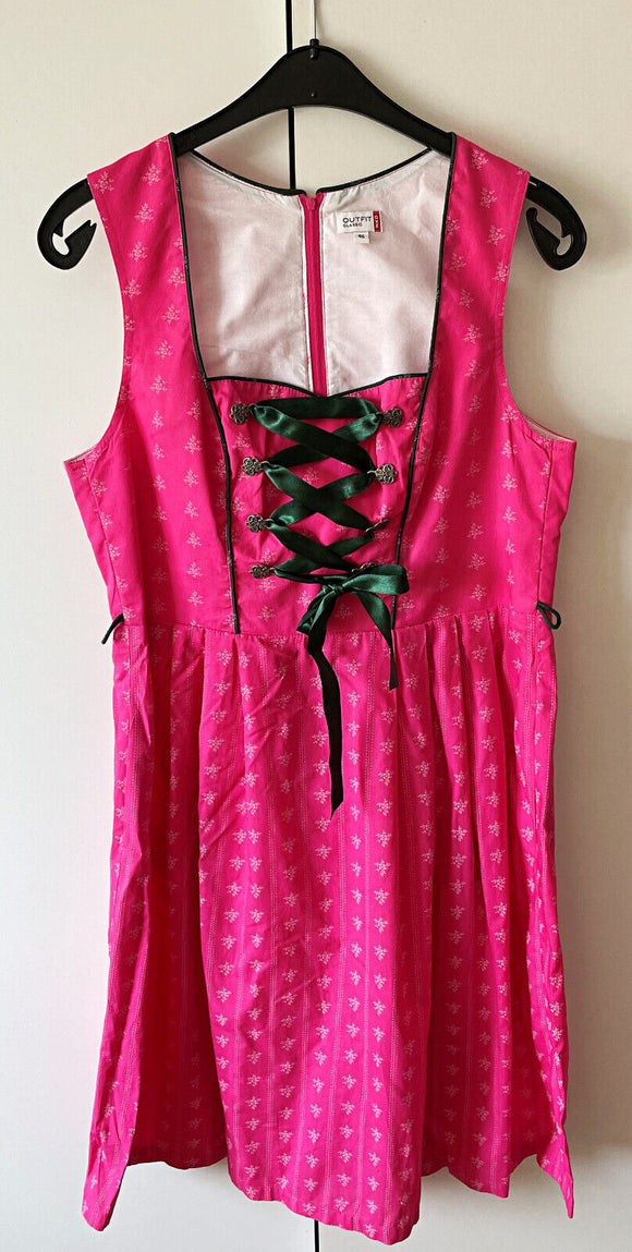 Damen Trachten Dirndl ärmellos Pink geblümt Gr. 46 v. NKD