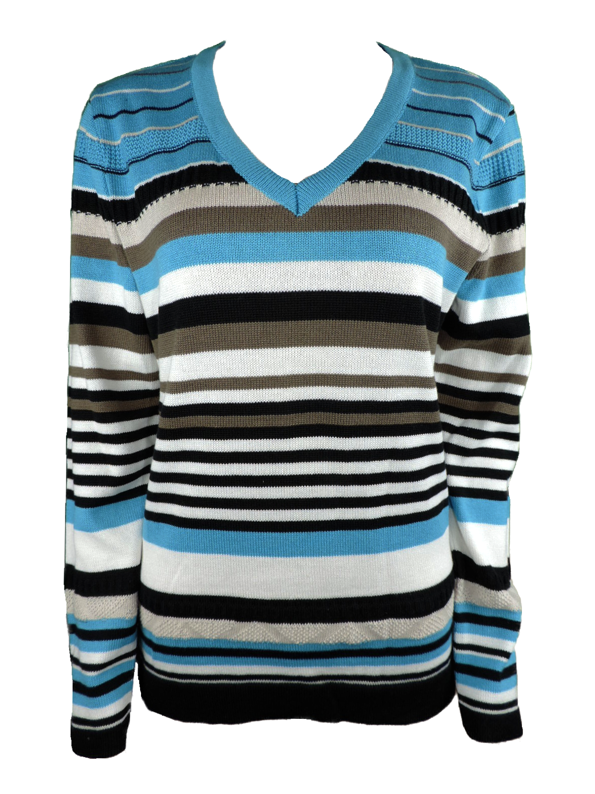 Schwarz Weiß Blau WeiÃƒÂŸ Gestreifter Pullover Damen Capuccino