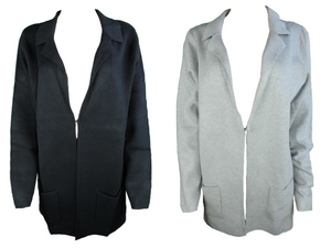 Damen Jacke Strickjacke Grau Schwarz Gr. 44 46 50