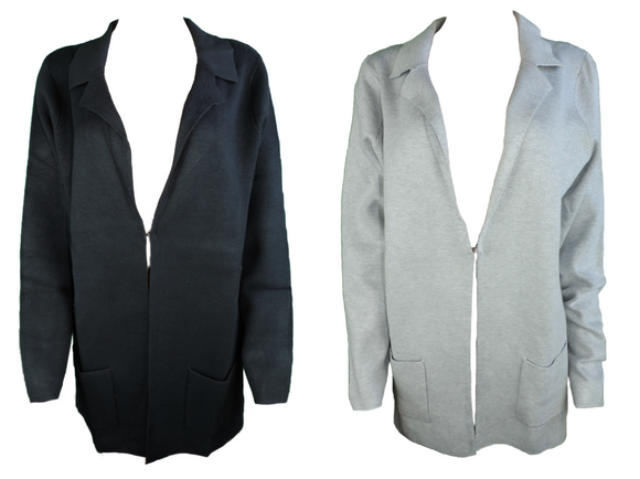 Damen Jacke Strickjacke Grau Schwarz Gr. 44 46 50