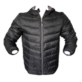 Herren Leichtsteppjacke Schwarz m. Kapuze Grün Gr. M L XL 2XL