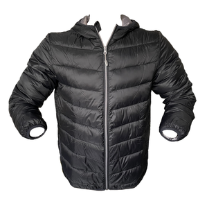 Herren Leichtsteppjacke Schwarz m. Kapuze Grün Gr. M L XL 2XL