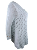 Capuccino Damen Pullover 3/4 Arm Blau Lochmuster Gr. 38