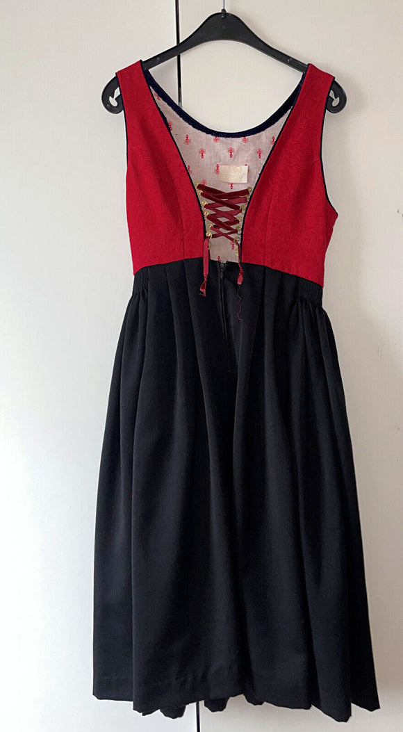 Damen Trachten Dirndl ärmellos Rot/Schwarz Gr. 38