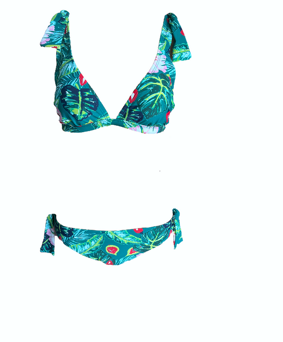 Bikini mit Blumenmuster ohne Bügel Gr. 38