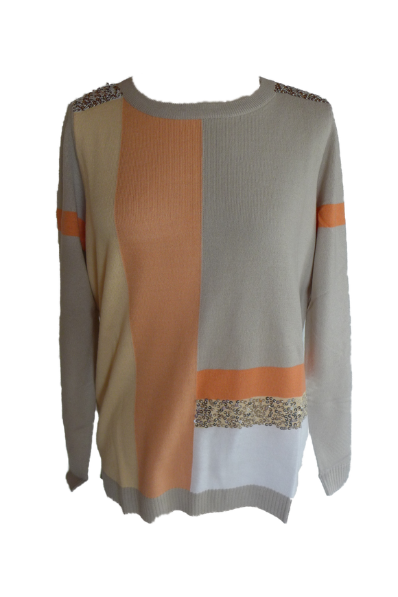 Damen Pullover Pulli mit Pailletten mehrfarbig Gr. 36 38 40 42 48 50
